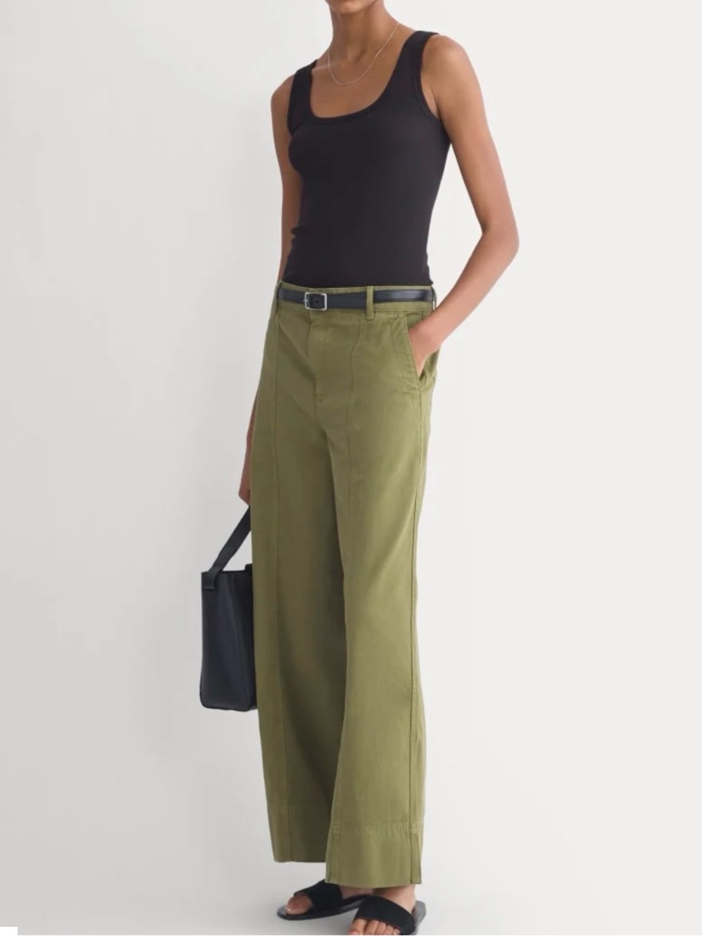 NWT! Everlane SEAMED WIDE-LEG PANT Cotton/Linen Blend Olive Green Utility Pants